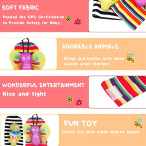 Majobee Baby Wrist Rattles Toys & Foot Finder Socks Set Baby Boy Girl Gifts Newborn Soft Sensory Toys Infant Socks 0-6 to 12 Months,Baby Toys 3-6 Months Toddler Educational Learning Development Toys