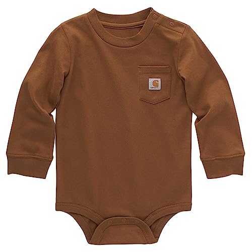 Carhartt Long-Sleeve Pocket Bodysuit, Carhartt Brown, 6 Months