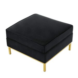 24KF Mid-Century Modern Upholstered Square Sofa Ottoman Couch Ottoman, upholstered Velvet Padded Cushion Coffee Table Ottoman,Large Footrest Ottoman for Sofa Couch-Black