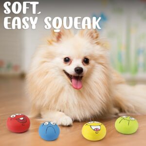 HDSX 4 Pack 2.8" Smiley Face Squeaky Dog Toys Soft Dog Balls Latex Rubber Squeak Dog Toys for Small Medium Puppy Pet Dogs (Emoji)