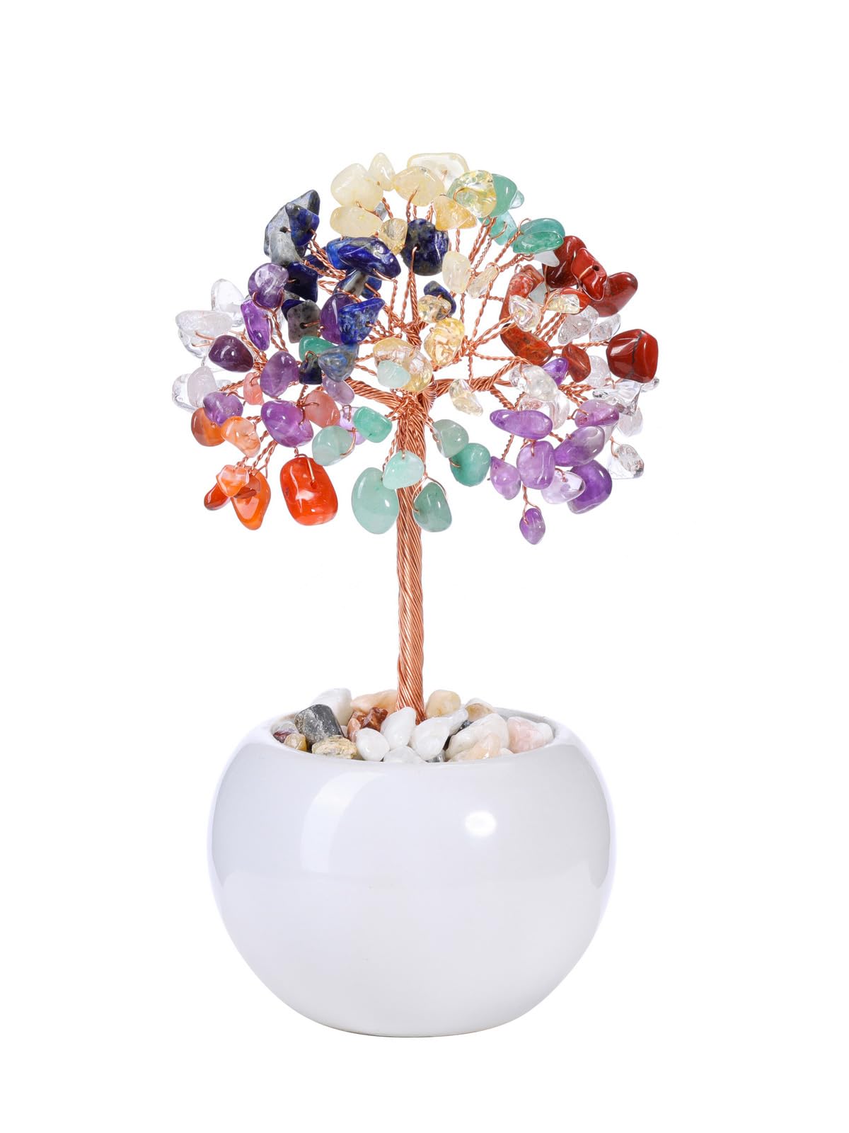 CrystalTears Chakra Crystal Tree Natural 7 Chakra Healing Crystal Gemstone Money Tree Feng Shui Stone Tree Life Ornament for Home Office Decor Wealth Good Luck Crystal Gift for Mom Mothers Day