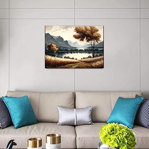 Frameless Oil Paintings on Canvas，Autumn Landscape Artwork，Modern Art Wall Decor for Kitchen Decor Living Room Decor or Holiday Gifts Etc.