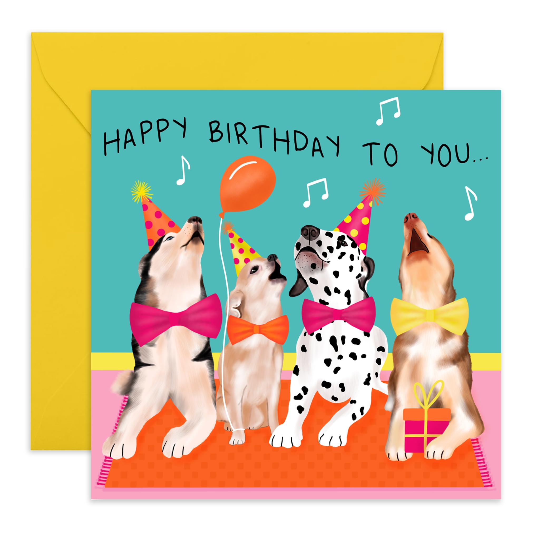 CENTRAL 23 Singing Dogs Birthday Card, Dog Themed, 5.7 x 5.7 in