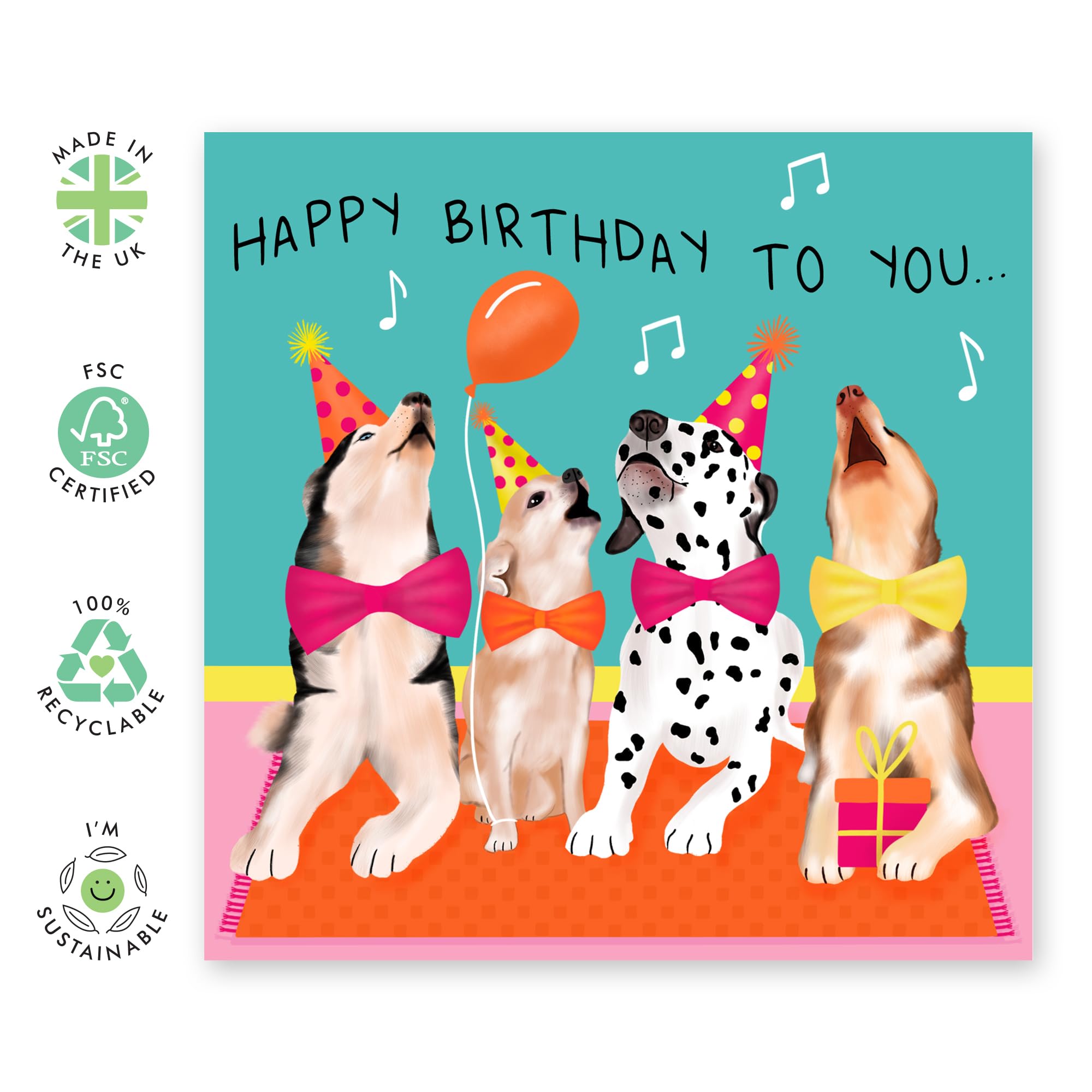 CENTRAL 23 Singing Dogs Birthday Card, Dog Themed, 5.7 x 5.7 in