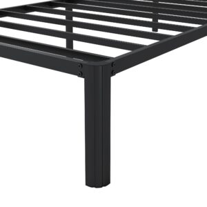 Riwanca 14 Inch Twin Size Bed Frames with Headboard, Heavy Duty Metal Platform Bed Frame Rounded Corners, No Box Spring Needed Mattress Foundation, Noise Free, Black