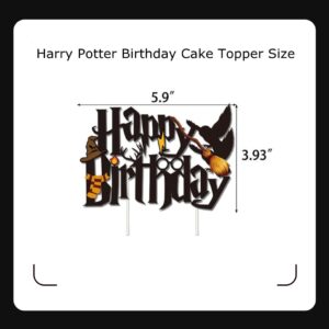 16pcs Wizard Happy Birthday Cake Topper, Magical School Theme Glitter Black Cupcake Topper, Personalized Baby Shower Cake Topper Boys Kids Birthday Anniversary Theme Party Cake Decorations Supplies