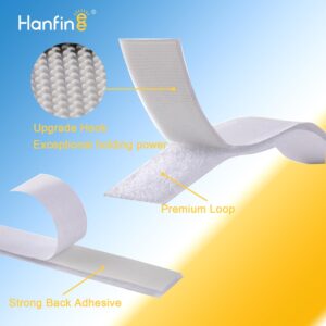 HANFINEE 3/4 Inch x 5 Yards Hook and Loop Tape with Adhesive, Strong Adhesive Nylon Fabric Fastener Roll for Home Office School Organization, Crafting, Home Improvement Decorating - White