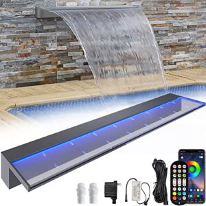 yitahome 36" pool fountain app control acrylic pool waterfall with 9 colors led light for spillway, swimming pool, outdoor garden decorations