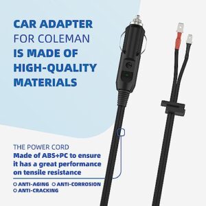 Upgrade 12V Thermoelectric Cooler Power Cord Adapter Replacement for Coleman Thermoelectric Cooler, for Coleman Electric Cooler Adapter, 8 ft Cooler Cord w/Fuse, Plug-in Car Cooler Power