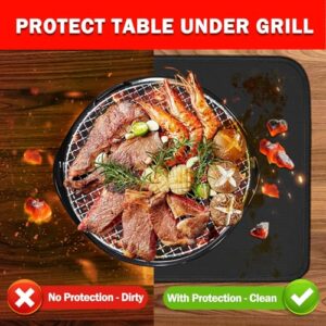 Heat Resistant Mat for Outdoor Grill Table (1mm thick), 24 x 31in Fireproof Grill Mats Under Outside Tabletop Protect Prep Table, Fire Resistance & Waterproof & Oilproof BBQ Barbecue Mat, Black