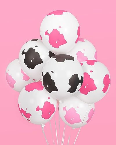 xo, Fetti Pink and Black Cow Print Latex Balloons - 25 pk, 12" | Bachelorette Party Decorations, Last Rodeo, Bridal Shower, Brides Last Ride Theme, Western Party, Pink Baby Shower, Cowgirl Birthday