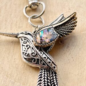 Hummingbird Zipper Pull Charm for Purses, Cute Abalone Bird Backpack Charms, Unique Custom Handbag Jewelry, Personalized Zipper Charms, Camera Bag Charms, Cool Keychain Charm