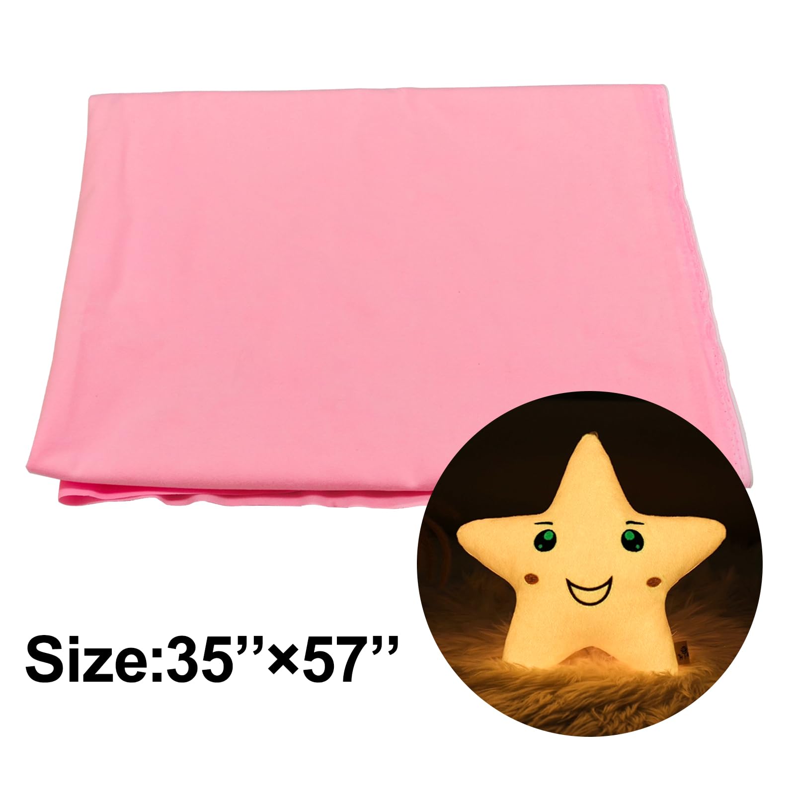 Glow in The Dark Fabric,Glow Fabric for Sewing Clothes,Luminous Polyester Fabric for Lighted Fabric for Clothes,Decorations, DIY Craft Supplies and Other Uses (35'' X 57'') (Pink)