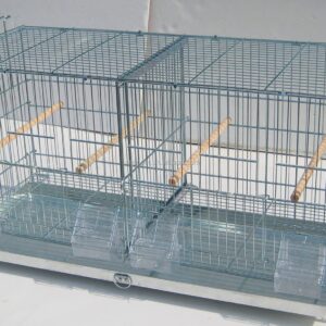 LOT of Galvanized Zinc Plated Stackable Breeder Bird Flight Cage with Removable Center Divider and Breeding Nest Doors (Galvanized Zinc, 26.5"x11"x15"H Lot of 4)