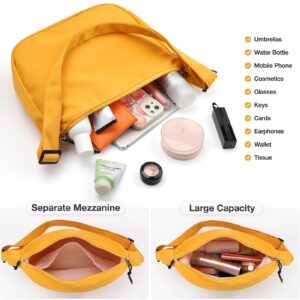 Crossbody Bag for Women Men Small Crescent Bag with Adjustable Strap Nylon Hobo Shoulder Bag Handbag for Sport Travel Work (Orange Yellow)