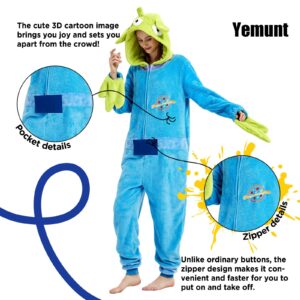 Yemnut Snug Fit Adult Unisex Onesie Cosplay Costume，One Piece Pajama Halloween Homewear Suit for Women and Men (Large, Alien)