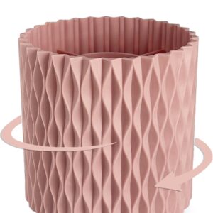 Lebenrich Rotating Pen Pencil Holder for Desk, 5 Slots Unique Pink Desk Pen Organizer Easthetic Desktop Supplies and Accessories for Women Girls, Pen Cup Pencil Caddy for Office Home Art Supply