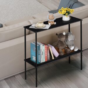 entryway table, 31'' narrow console table, tall sofa table, 2 tier skinny console table, couch tables for living room, entryway, hallway, foyer(black)