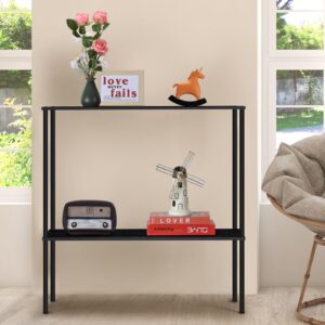 Entryway Table, 31'' Narrow Console Table, Tall Sofa Table, 2 Tier Skinny Console Table, Couch Tables for Living Room, Entryway, Hallway, Foyer(Black)