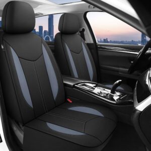 CAROMOP Neoprene Car Seat Cover 2 Front Seats, Waterproof Seat Covers for Cars, Universal Fit for Most Car Interior Covers-Sedan Truck SUV(Black/Gray)