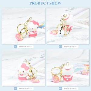 GGJQQDM Cute Kitten Kawaii Keychain Silicone Cute Keychain Accessories Anime Keychains for Girls and Women (D)