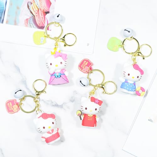 GGJQQDM Cute Kitten Kawaii Keychain Silicone Cute Keychain Accessories Anime Keychains for Girls and Women (D)