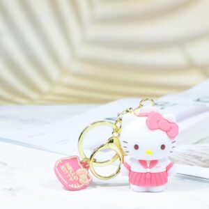 GGJQQDM Cute Kitten Kawaii Keychain Silicone Cute Keychain Accessories Anime Keychains for Girls and Women (D)