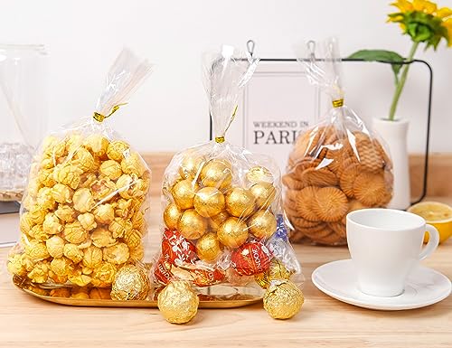 LOKIQNG Cellophane Bags Plastic Gift Bags Clear Cookie Bags Treat Bags with Twist Ties for Party Favor Bags(100PACK,6x10inch)