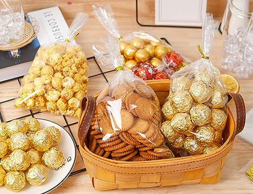 LOKIQNG Cellophane Bags Plastic Gift Bags Clear Cookie Bags Treat Bags with Twist Ties for Party Favor Bags(100PACK,6x10inch)