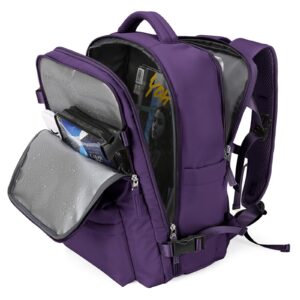 travel backpack women, carry on backpack for men, hiking laptop backpack waterproof outdoor sports rucksack casual daypack, dark purple