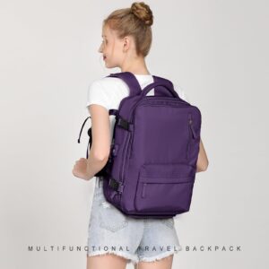 Travel Backpack Women, Carry On Backpack for Men, Hiking Laptop Backpack Waterproof Outdoor Sports Rucksack Casual Daypack, Dark Purple