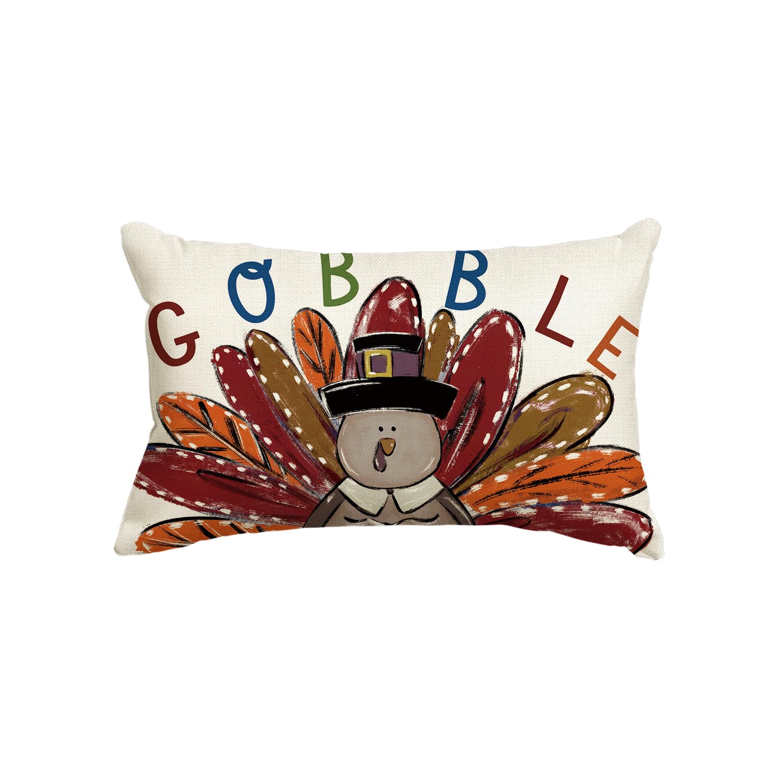 AVOIN colorlife Gobble Turkey Thanksgiving Throw Pillow Cover, 12 x 20 Inch Thanksgiving Cushion Case for Sofa Couch