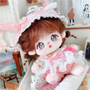 niannyyhouse 20cm Plush Doll Caramel Girl Humanoid Stuffed Body no Attribute 8in Normal Body Wearable Clothing Dress Up Gifts (11-with Skeleton)