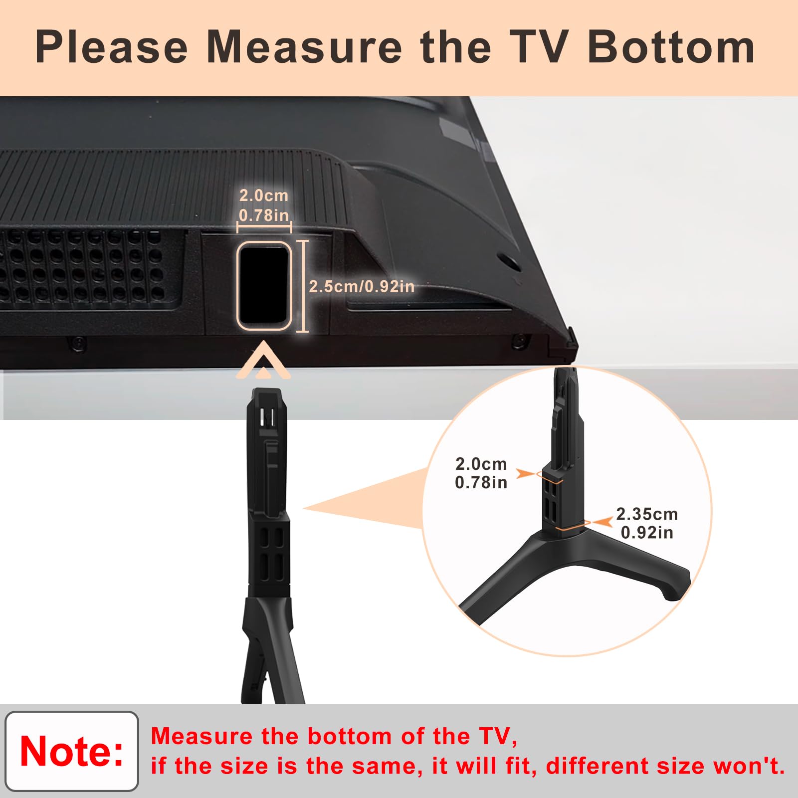 Base Stand for Samsung TV Legs, Only for UN50TU7000 UN55TU7000 UN58TU7000 UN58TU7000FXZA UN55TU7000FXZA UN50TU7000FXZA BN63-18871A, with Non-slip Feet (Black)