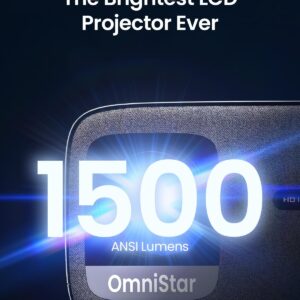 CASIRIS OmniStar L80 4K Projector with WiFi and Bluetooth, 1500 ANSI Lumen Native 1080P Video Projector, Auto Focus/Keystone, 2x15W Speakers, 200" Display Compatible with iOS/Android/HDMI/USB/TV Stick