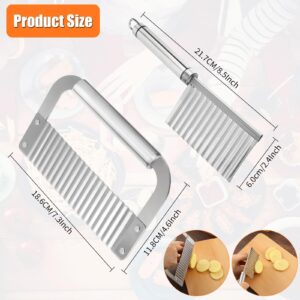 2 Pieces Crinkle Cutters for Vegetable Potatoes Fries Stainless Steel Wavy Slicers Kitchen Crinkle Cutter Knife Chipper Salad Chopping Cucumber Carrot Fruit (Stainless Steel Handle)