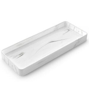 Gurygo 12" Ceramic Bathroom Vanity Tray for Kitchen Counter - Kitchen Soap Tray - Rectangular Vanity Tray for Bathroom - Porcelain Large Serving Tray - Countertop and Vanity Tray, (Marble, set/1)