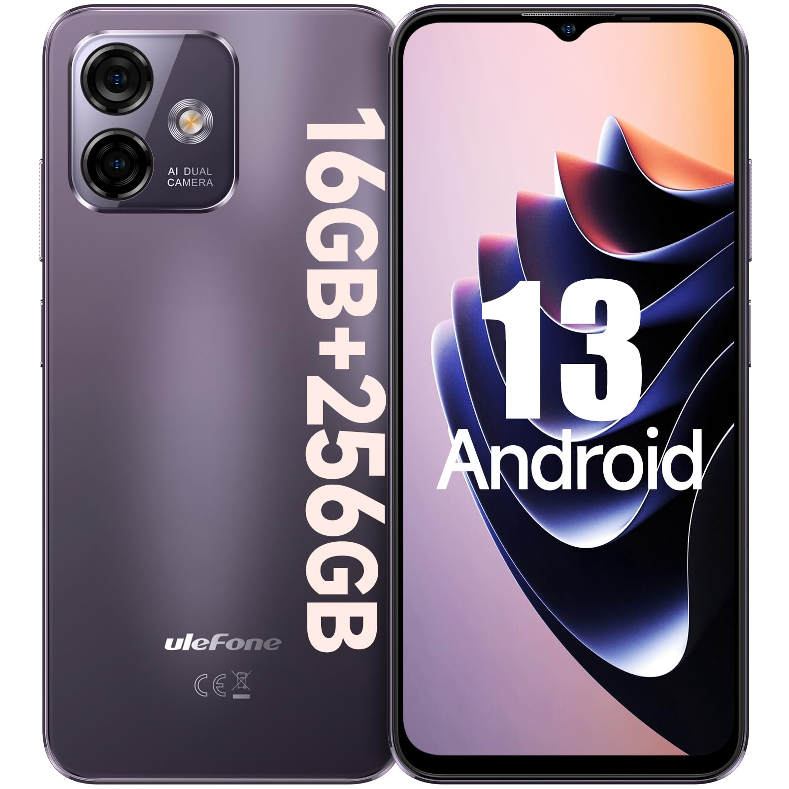 Ulefone Update has NFC Note 16 Pro(16GB+256GB) Unlocked Cell Phones, Android 13 Smartphone, 50MP Main Camera, 6.52” Screen, 8-Core Processor, 4400mAh Battery, Dual 4G Unlocked Cell Phone-Purple