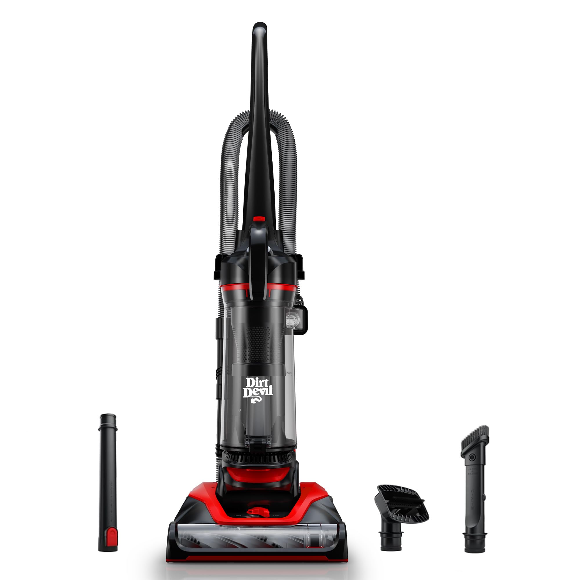 Dirt Devil Multi-Surface Extended Reach+ Bagless Upright Vacuum Cleaner Machine, for Carpet and Hard Floor, Height Adjustment, Powerful Suction with Versatile Tools, Lightweight, UD76300V, Red