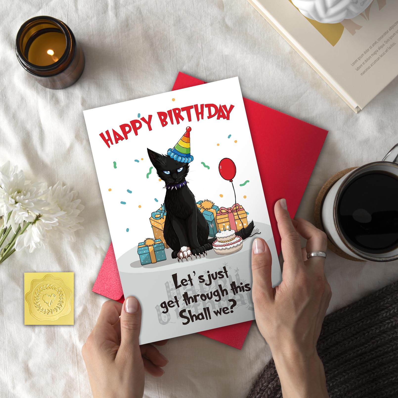 TQDaiker Funny Birthday Card for Cat Lovers, Cute Bday Card for Him Her