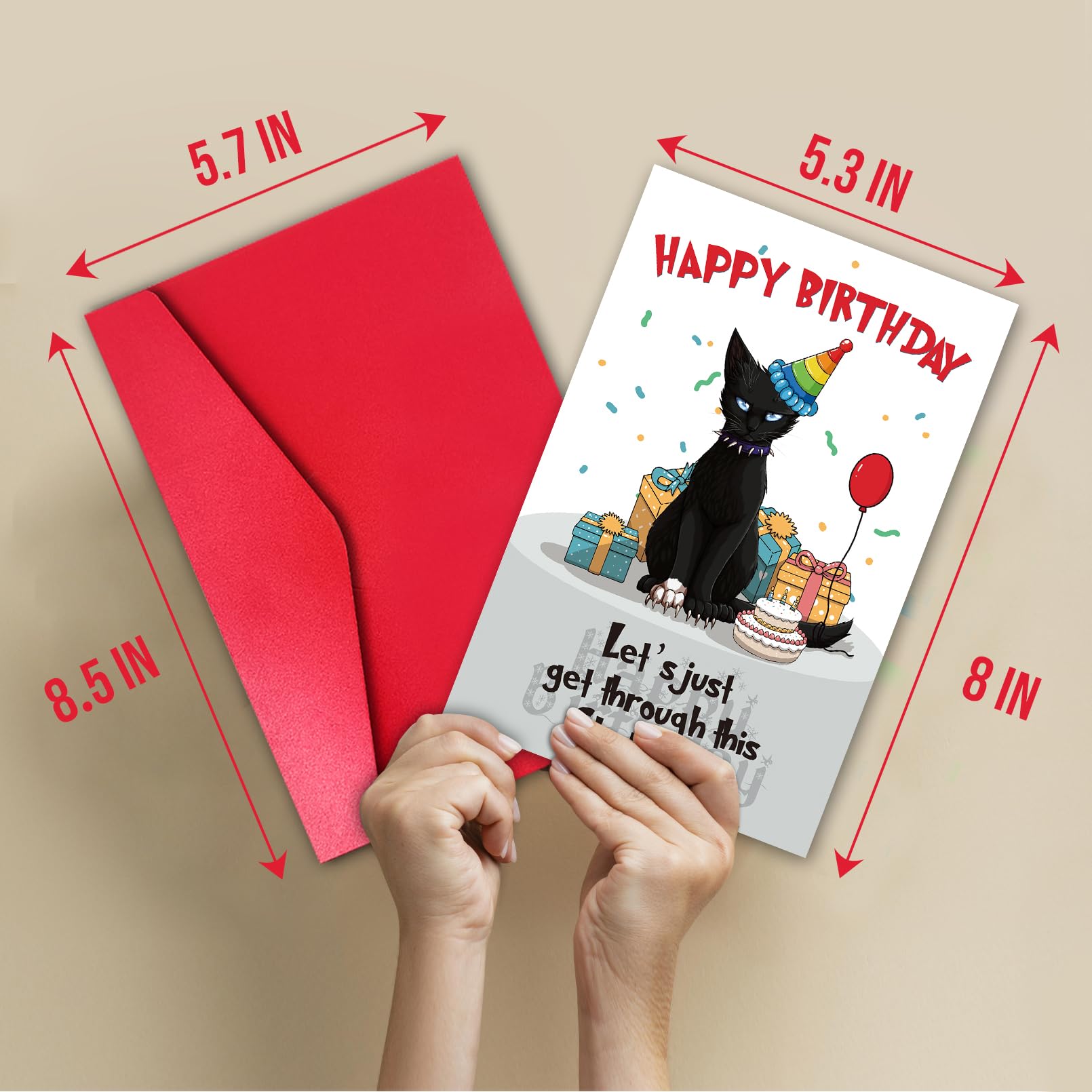 TQDaiker Funny Birthday Card for Cat Lovers, Cute Bday Card for Him Her