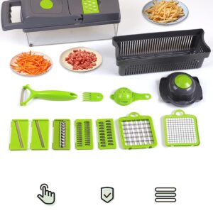 BM VIRAL Vegetable Chopper, Onion Chopper, Mandolin Slicer, Pro 10 in 1 professional food Chopper Multifunctional Vegetable Chopper and Slicer, Dicing Machine, With Container (grey)