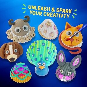 Dan&Darci Kids Sea Shell Painting Kit - Arts & Crafts Gifts for Boys and Girls - Easter Craft Activities Kits - Creative Art Activity Gift Toys for Age 6, 7, 8, 9, 10, 11 & 12 Year Old 8-12