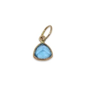 Swiss-Blue-Topaz Charm 5mm Triangle-Shape Handmade In 14k Yellow Gold