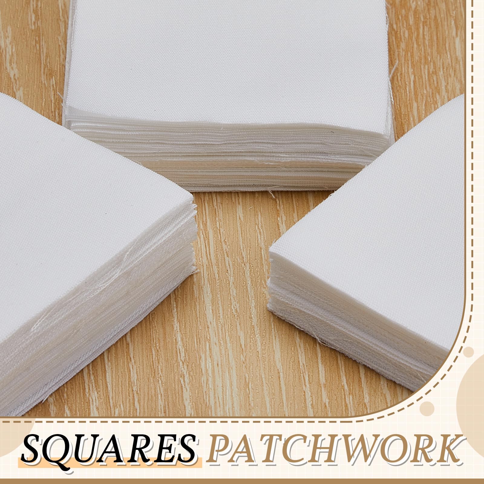 Peryiter 150 Pcs Precut Charm Packs Cotton Fabric Squares 2.5 x 2.5 Inch Mini White Solids Quilting Fabric Bundles for Patchwork DIY Sewing Scrapbooking Quilting for Craft