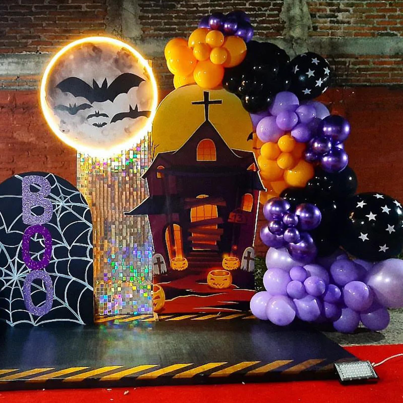 Jobkoo Black Purple Orange Balloon Arch Kit, Matte Orange Purple Black Balloon Garland Confetti Latex Balloons Orange Black Purple Helium Balloon for Happy Graduation Birthday Halloween Party Decor