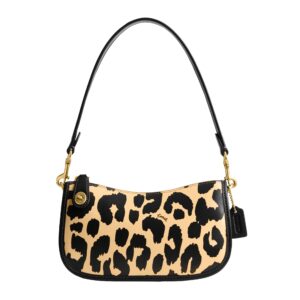 coach leopard printed leather swinger 20, leopard