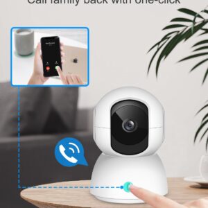 OFYOO 2K Security Camera Indoor(2pk), Baby Monitor Pet Camera with Phone App, 360-Degree WiFi Camera for Home Security, One-Touch Calls, Smart Motion Tracking, IR Night Vision, NO Installation