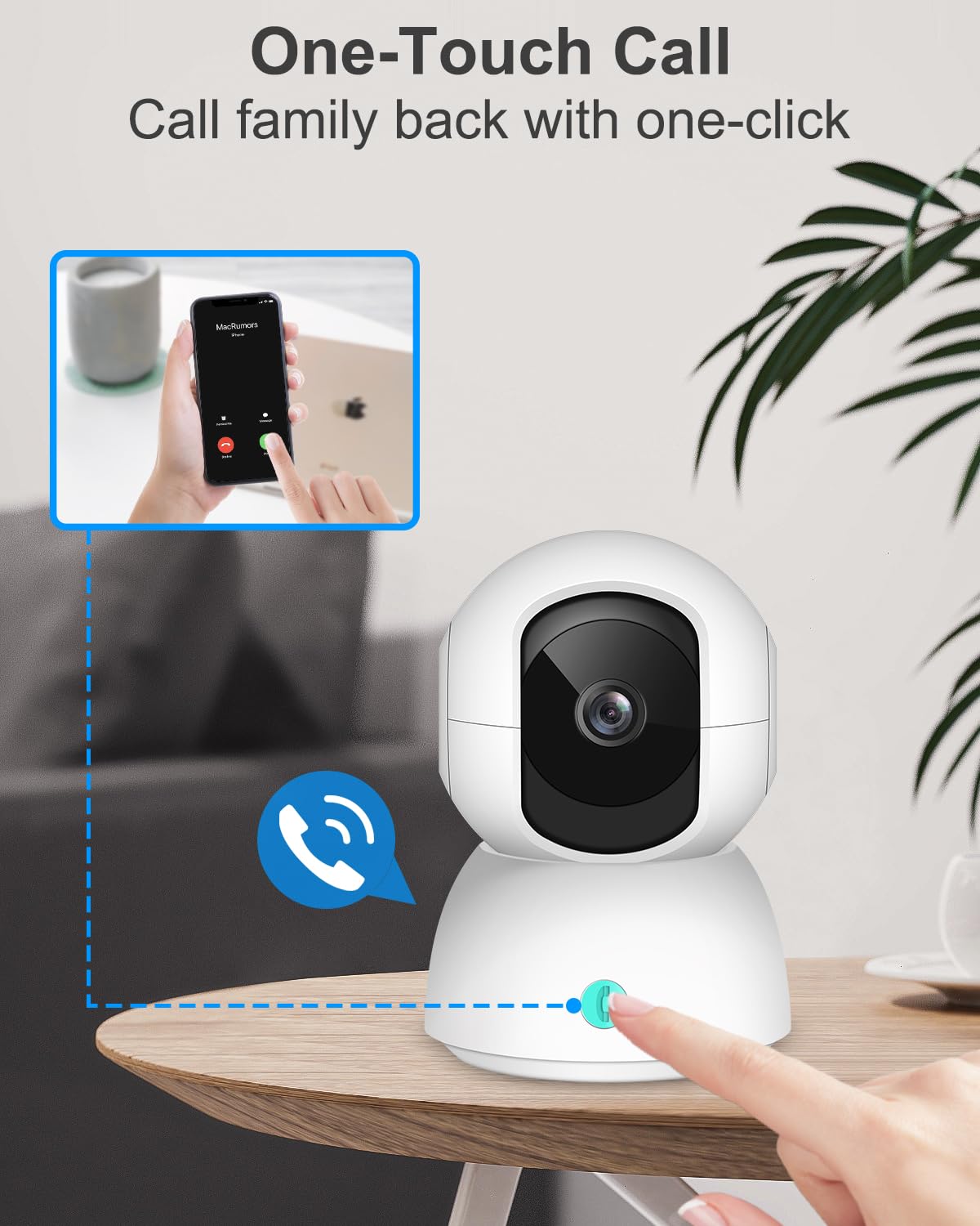 OFYOO 2K Security Camera Indoor(2pk), Baby Monitor Pet Camera with Phone App, 360-Degree WiFi Camera for Home Security, One-Touch Calls, Smart Motion Tracking, IR Night Vision, NO Installation