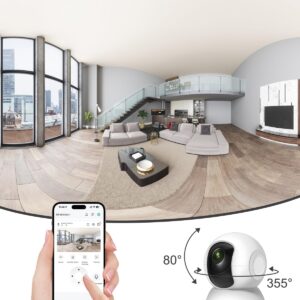 OFYOO 2K Security Camera Indoor(2pk), Baby Monitor Pet Camera with Phone App, 360-Degree WiFi Camera for Home Security, One-Touch Calls, Smart Motion Tracking, IR Night Vision, NO Installation